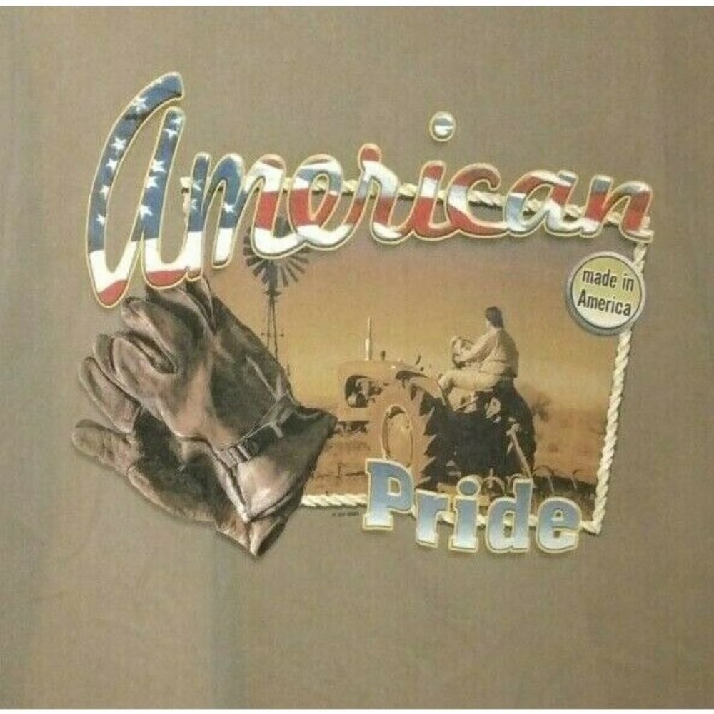 Anvil American Pride T Shirt Men’s SZ XL Gray Tractor Farming Made in USA